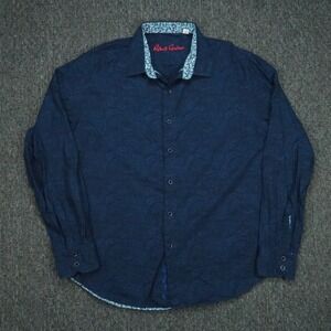 Robert Graham Shirt Mens Extra Large Blue Paisley Flip Cuff Long Sleeve‎ Classic